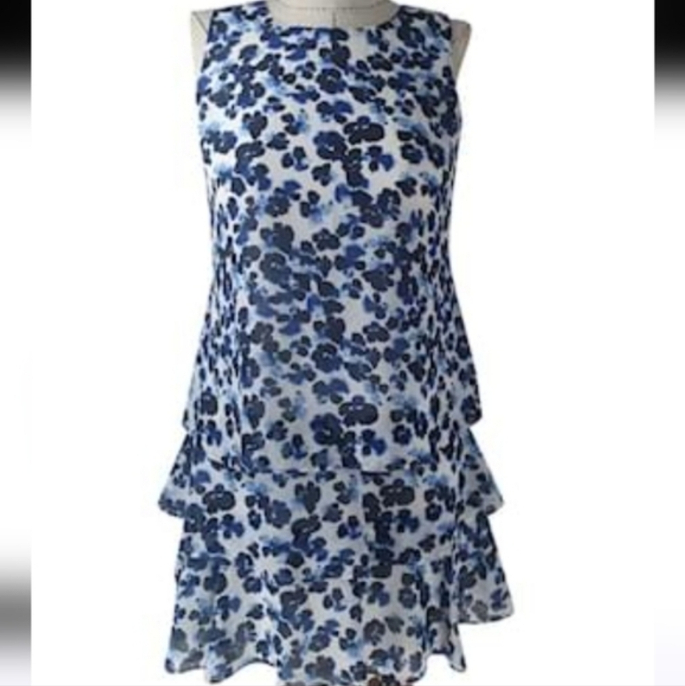 LAUREN RALPH LAUREN Tyree sleeveless Floral Tiered Ruffle-Hem Dress Sz 10